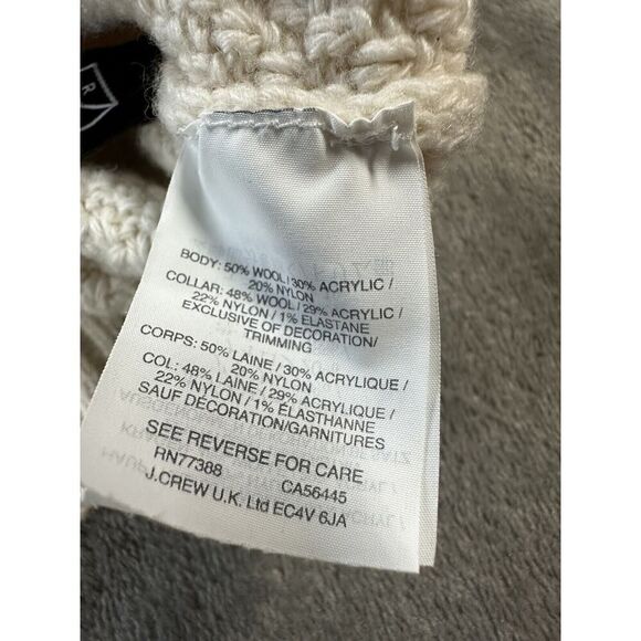 J Crew Cream wool blend cable knit sweater with navy ruffles XS - Picture 10 of 11